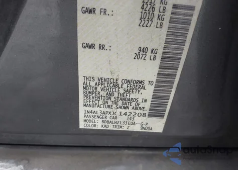 2018 Nissan Altima 2.5 Sr из США, поврежденный, VIN 1N4AL3APXJC142208